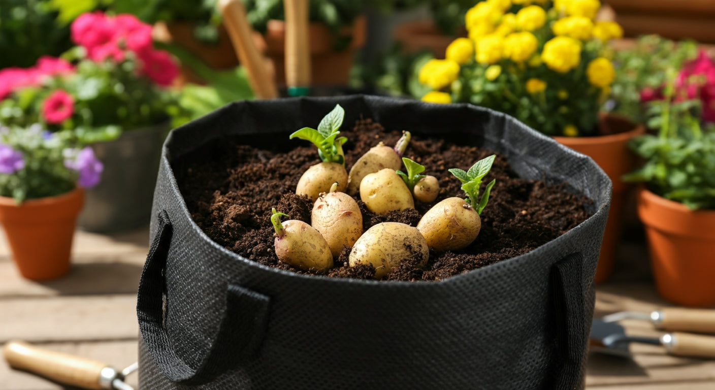How to Grow Potatoes in a Bag: Complete Step-by-Step Container Gardening  Guide, image size:1408x768