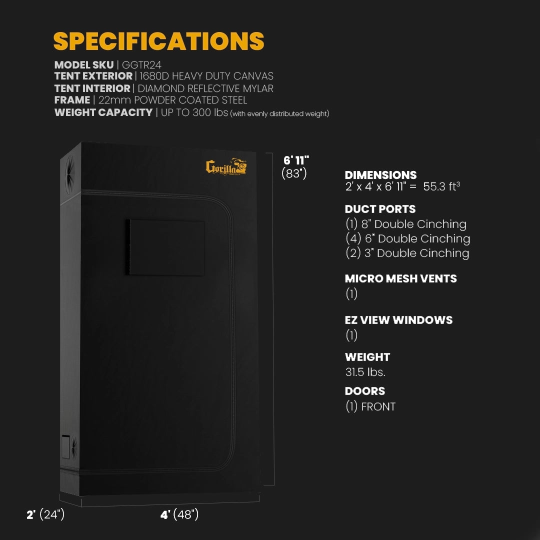 The All New Gorilla Grow Tent 2x4
