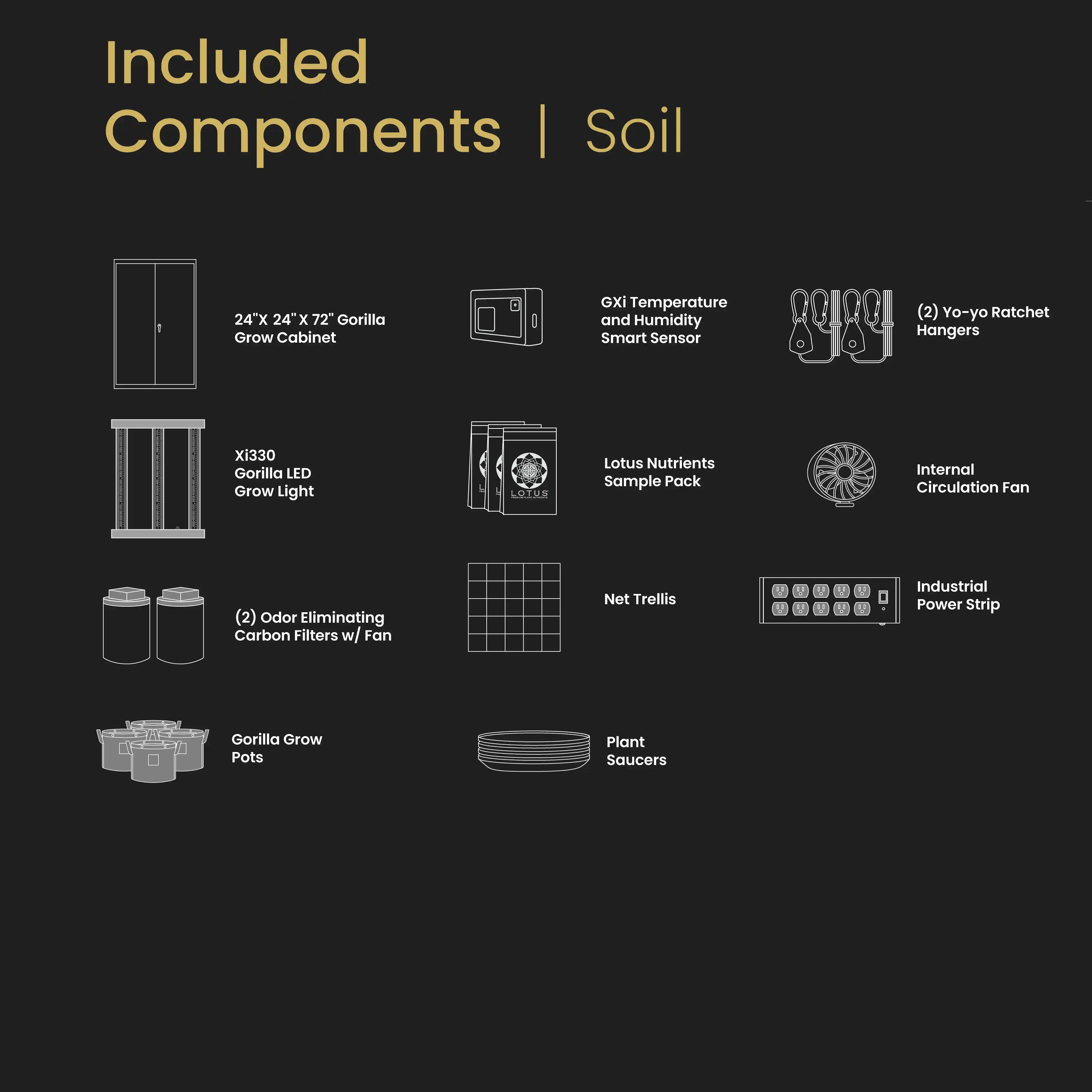 Gorilla Grow Cabinet 24”x 24” x 60” - Soil
