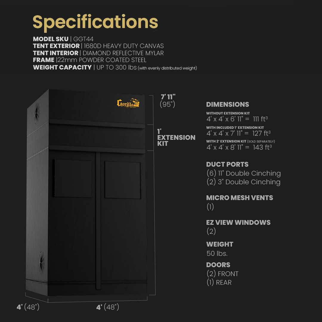 Gorilla Grow Tent Pro - 4x4
