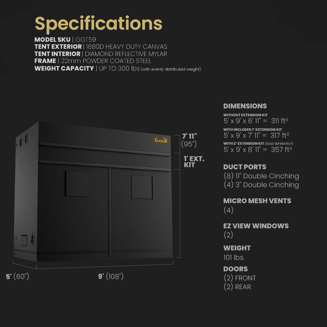 5x9 Gorilla Grow Room - Hydroponic