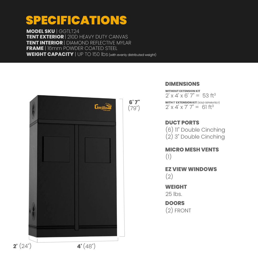Gorilla LITE LINE Indoor 2x4 Grow Tent