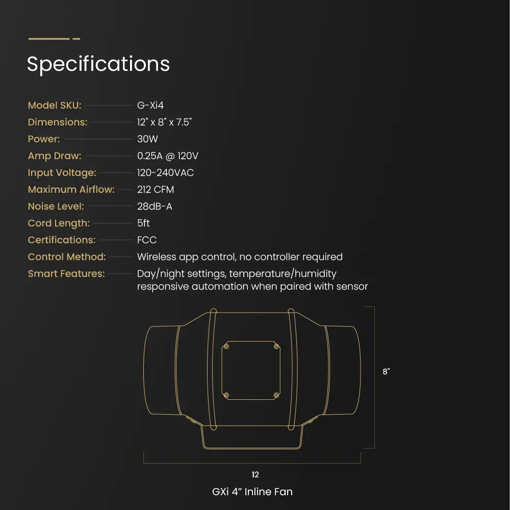 GXi 4 - Wireless Intelligent Inline Fan