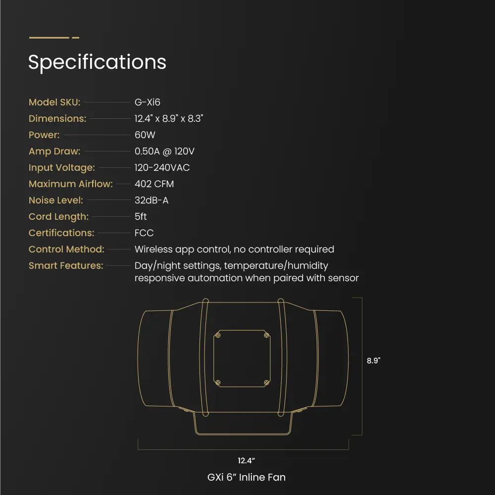 GXi 6 - Wireless Intelligent Inline Fan