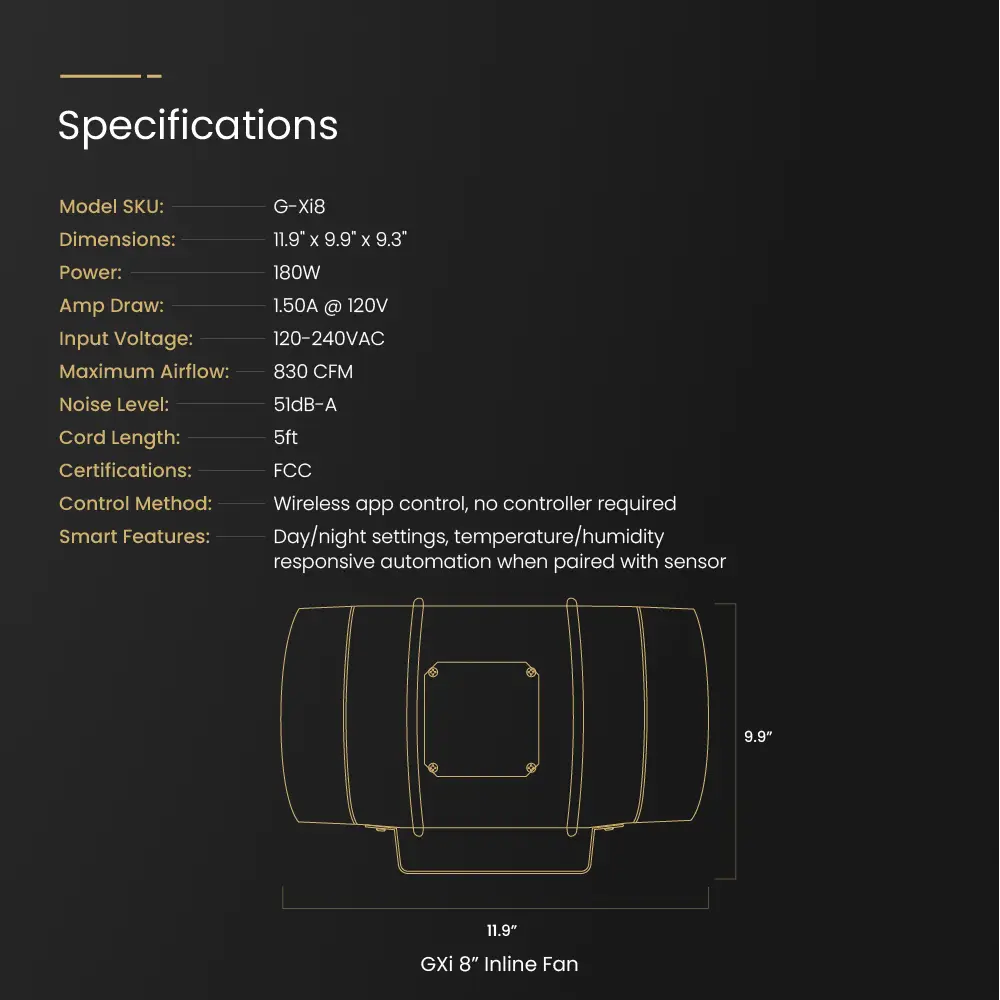 GXi 8 - Wireless Intelligent Inline Fan