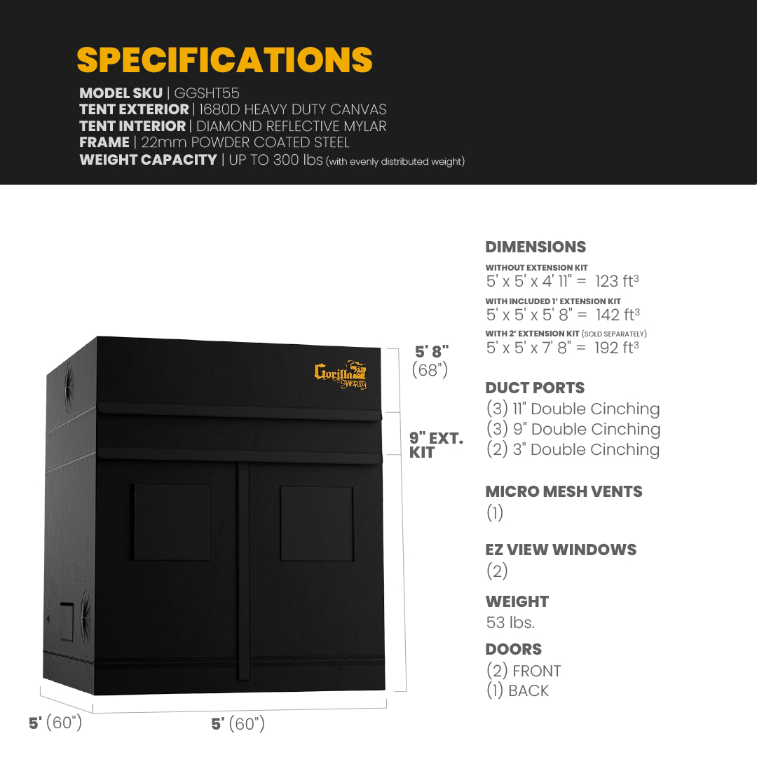 Gorilla SHORTY Indoor 5x5 Grow Tent