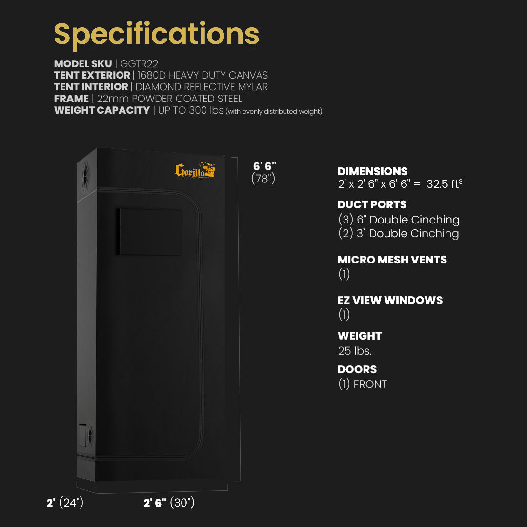 2x2.5 Gorilla Grow Room - SOIL