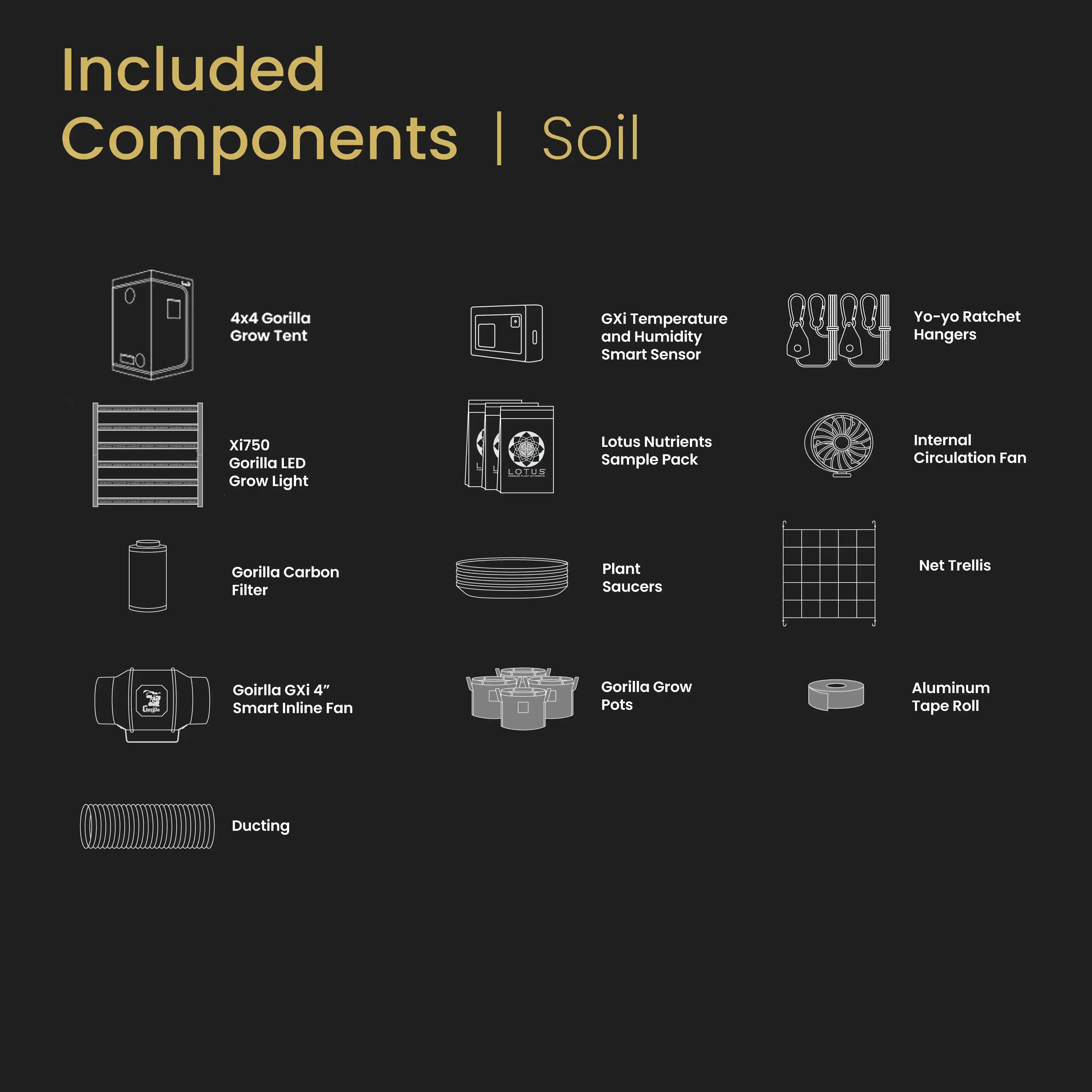 4x4 All New Grow Tent Kit - Soil