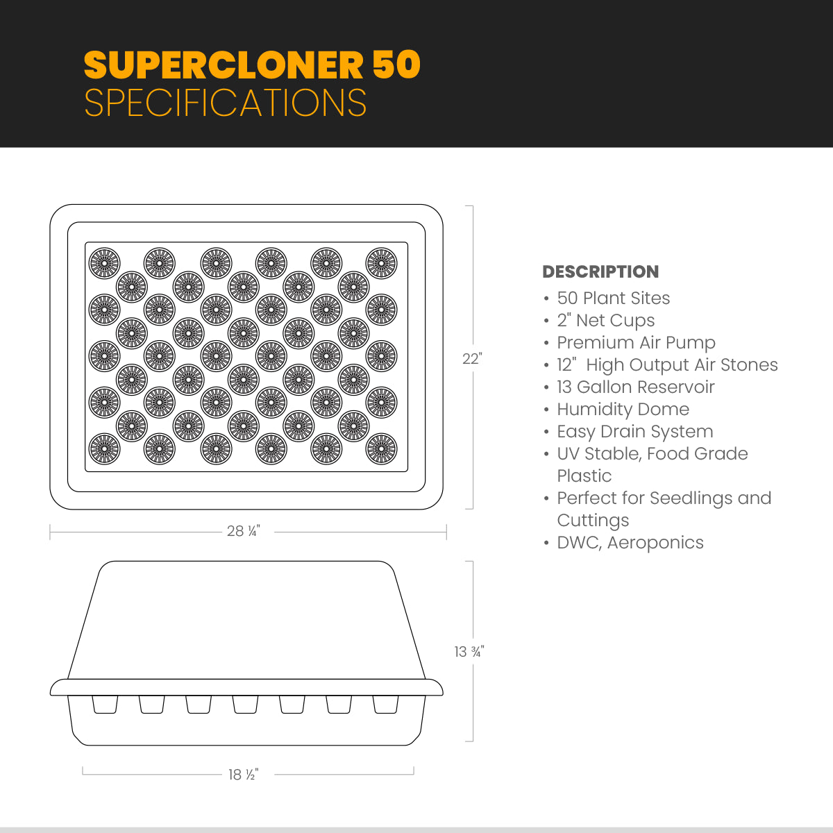 Hydroponic 50 Site Clone Tent Kit