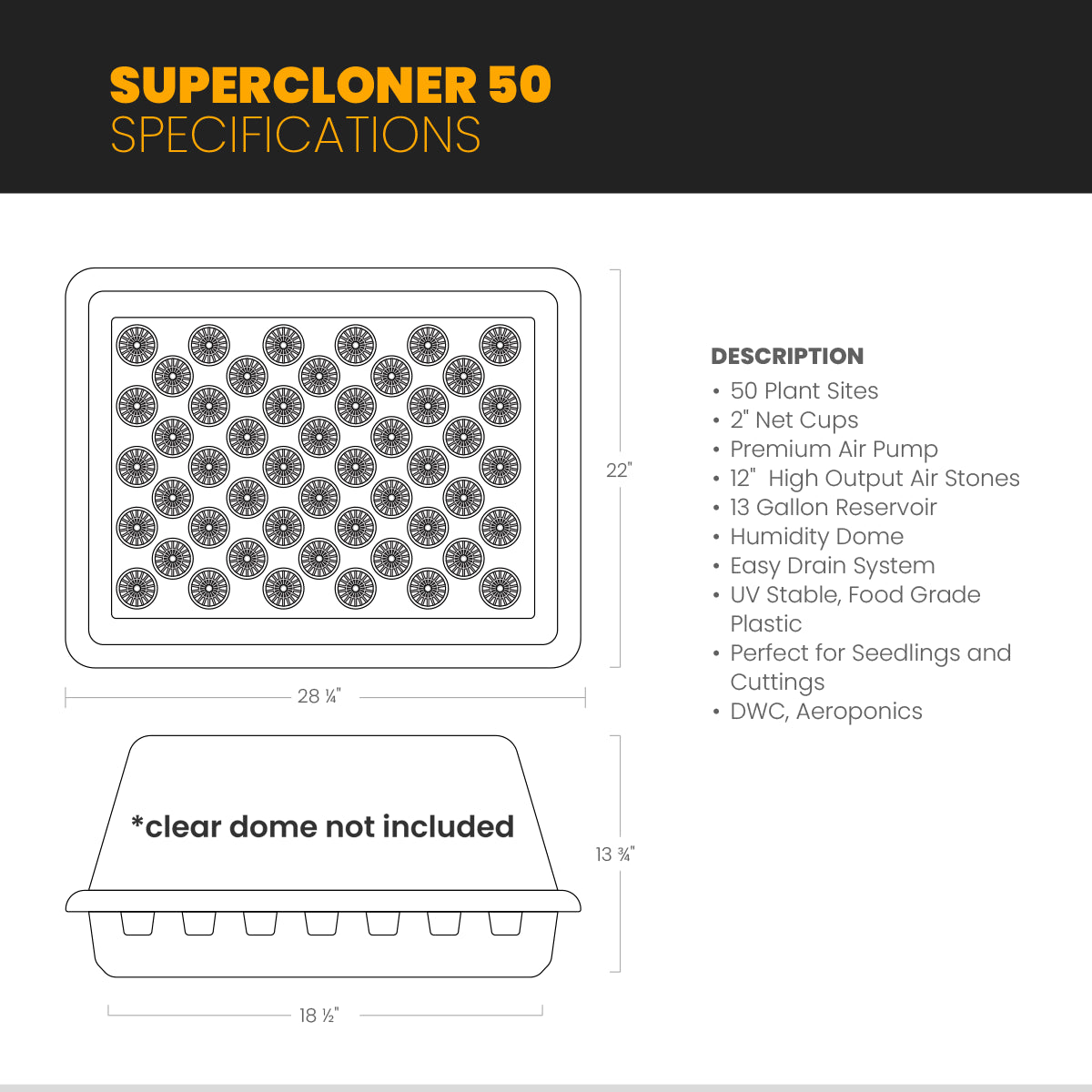 Hydroponic Cloner System - 50 Site