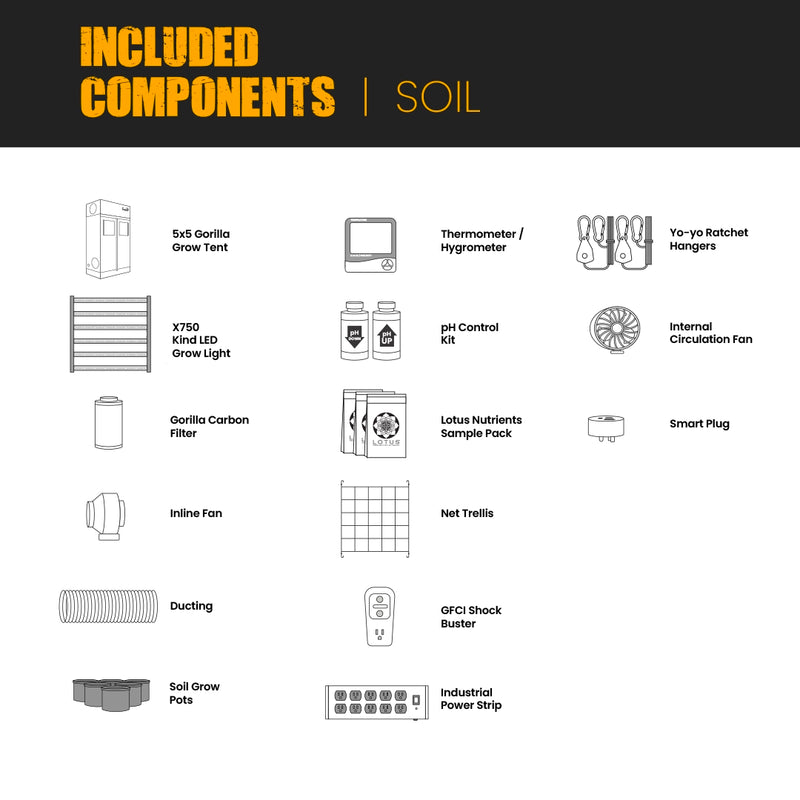 5x5 Grow Tent Kit - Soil with X750