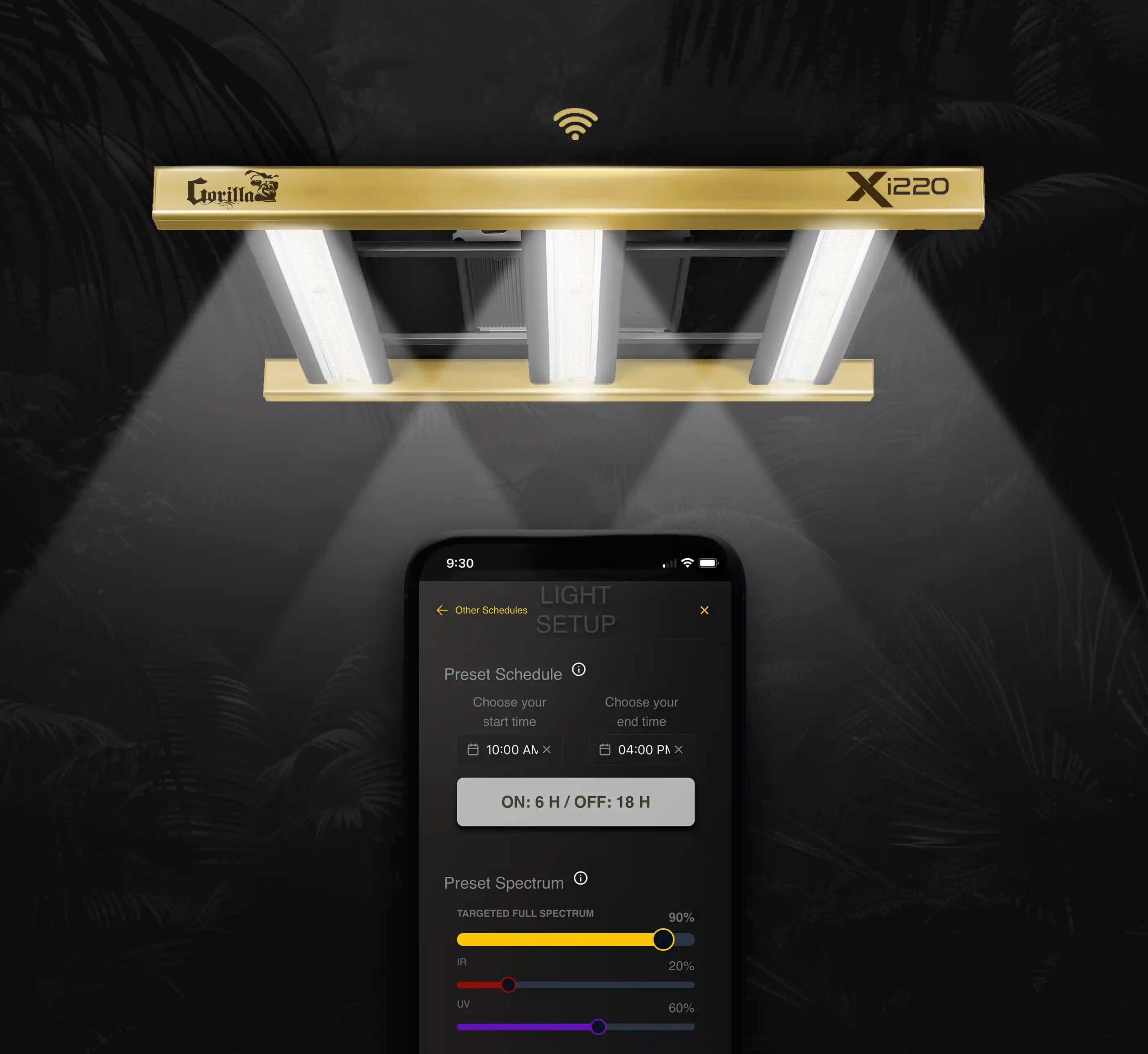 Smart LED Grow Light by GXi: advanced lighting with automated controls for optimal plant growth.