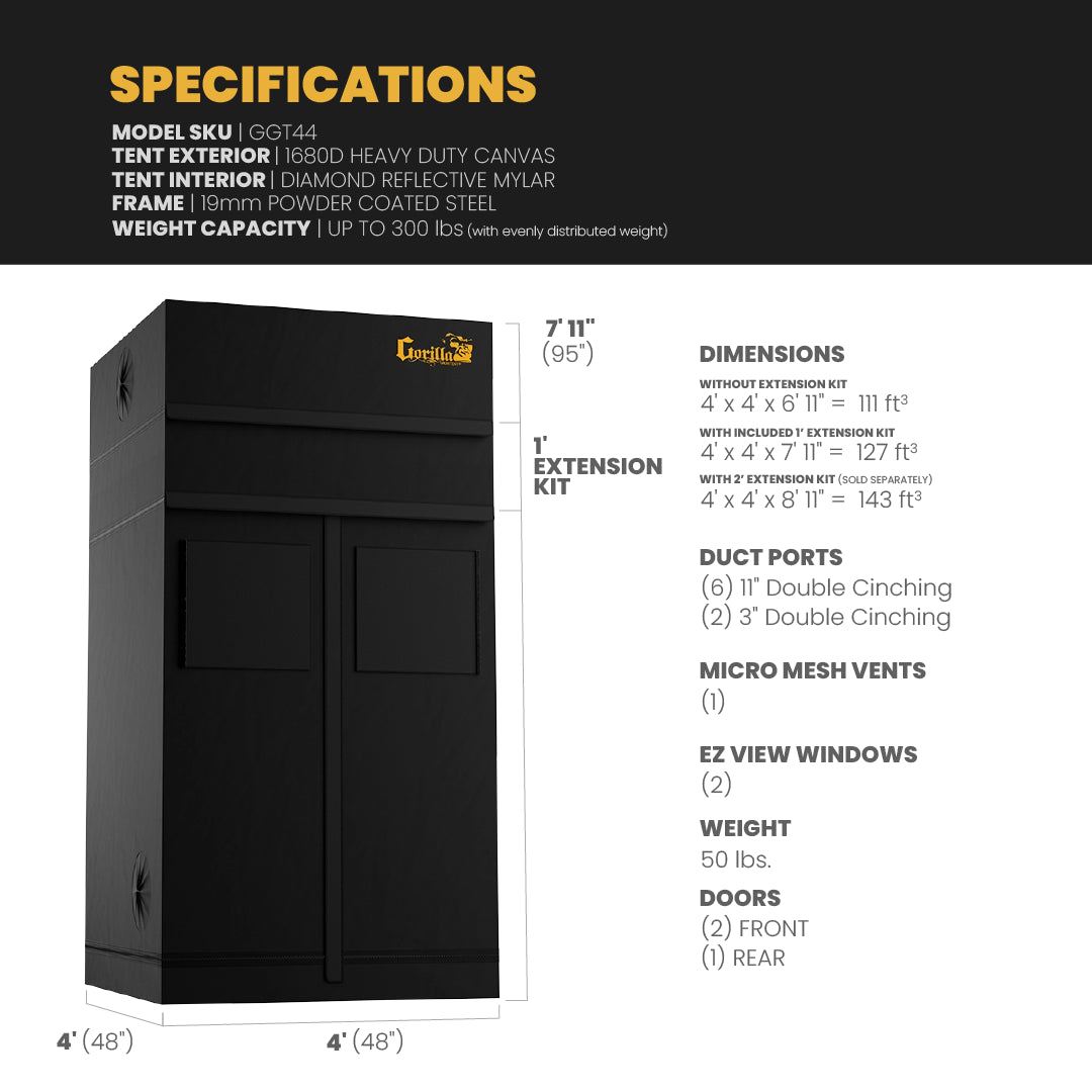 Gorilla Grow Tent 4x4 Pro