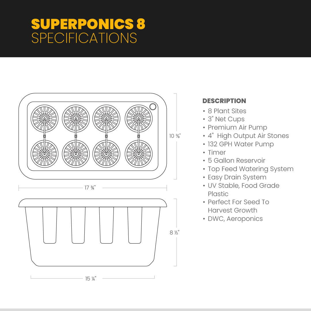 SuperPonics 8 Hydroponic Grow System